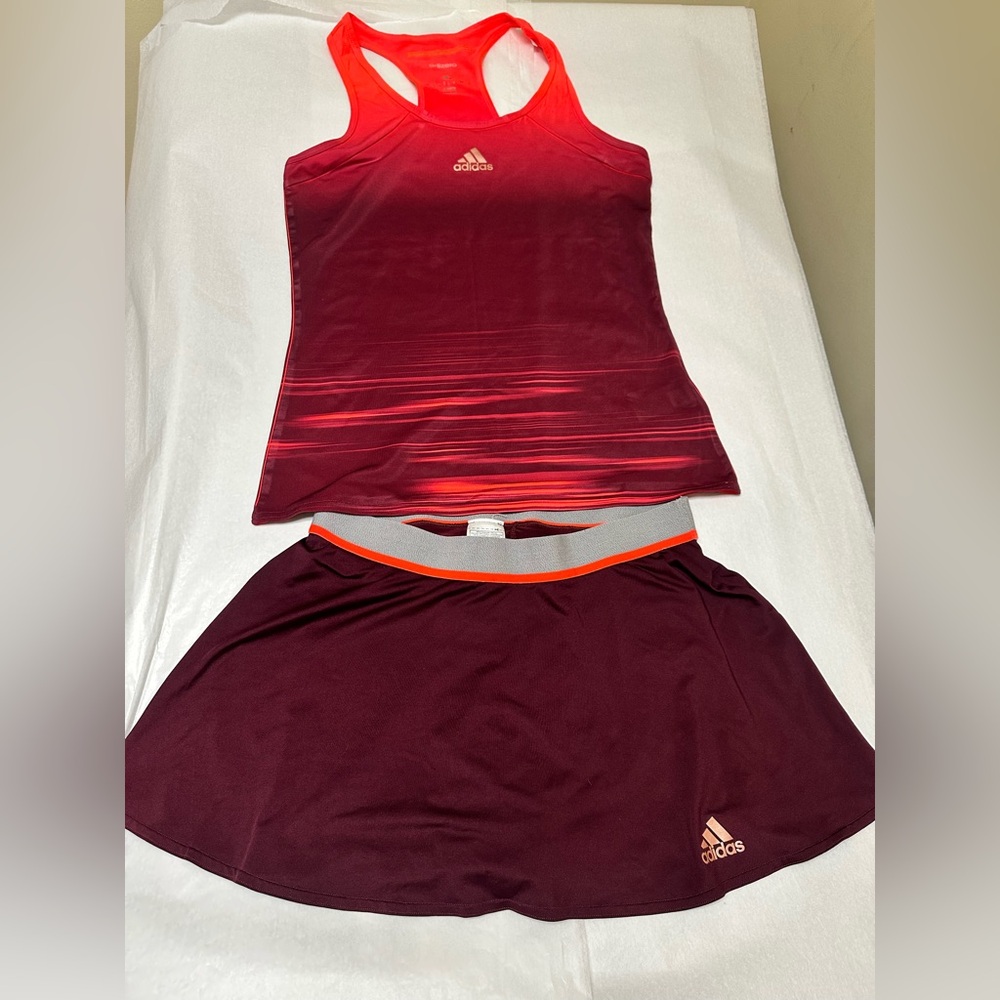 Adidas Climate Red Athletic Set 🥀Skort & Tank Top 🥀 - Picture 1 of 12